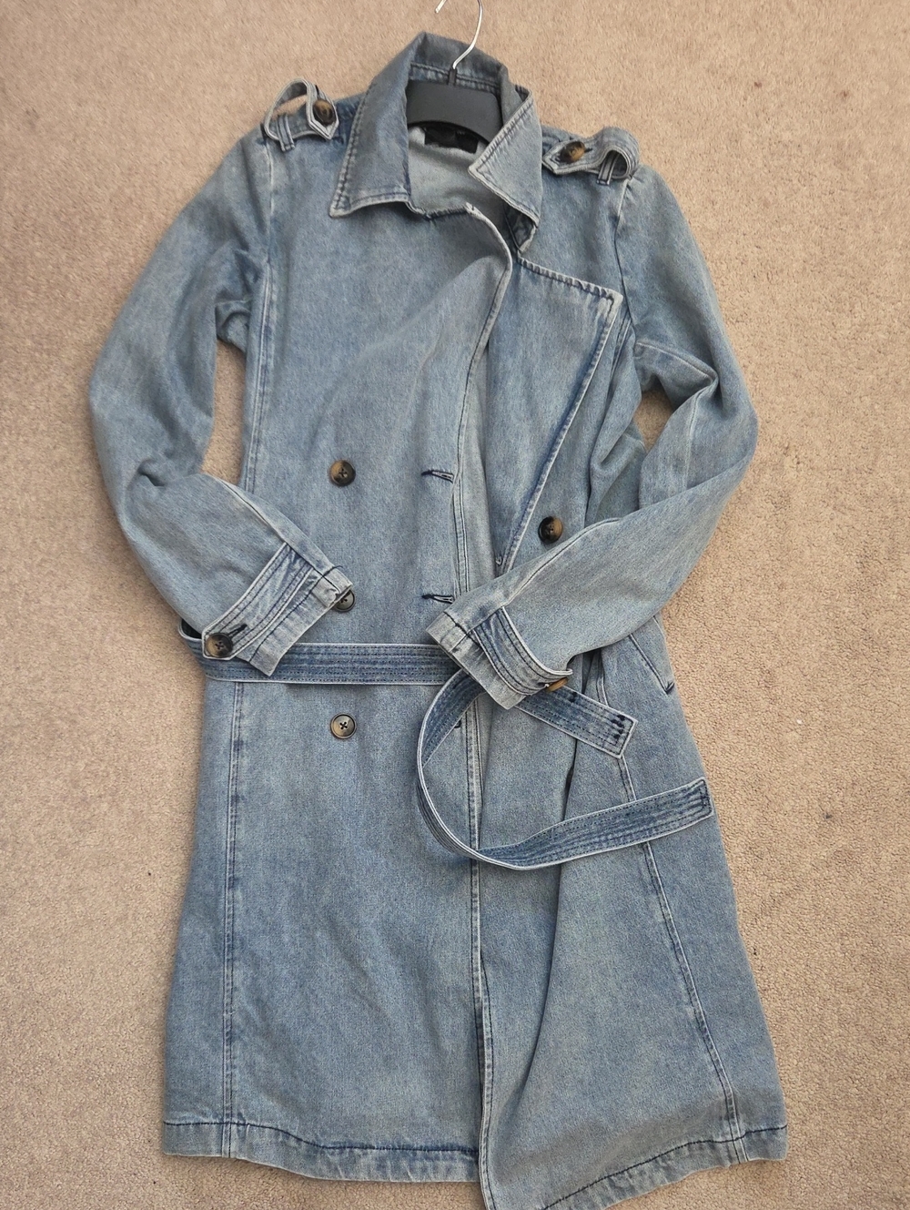 Fashion Nova Light Blue Denim Trench Coat